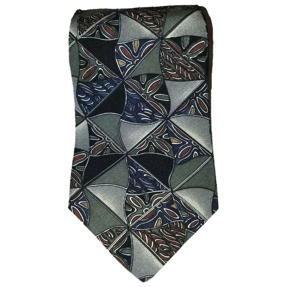 FOXX HAWKFIELD 100% Silk Necktie Silver Multicolor
